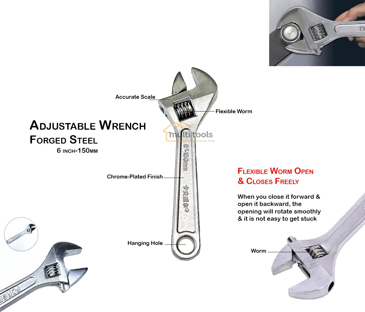 Adjustable Wrench 6"-150Mm Forged Steel